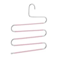 Skarpetki dla dzieci - Relaxdays Wieszak na spodnie, zestaw 4 szt., kształt S, 5 drążków, antypoślizgowe, oszczędzające miejsce wielofunkcyjne pałąki, metal, srebrny/różowy - miniaturka - grafika 1