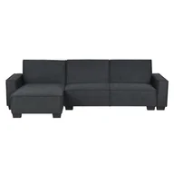 Narożniki - Beliani Sofa narożna prawostronna z funkcją spania grafitowa ROMEDAL - miniaturka - grafika 1