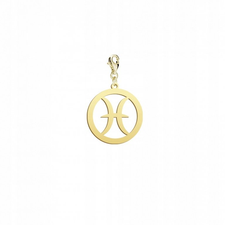 Pozłacany Charms Znak zodiaku RYBY DEDYKACJA
