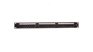 Digitus Patch panel 19"" 24 porty, kat.5e, U/UTP, 1U, wspornik kablowy, czarny (kompletny) (SPDPOKEP0120 [1825109]) - Pozostałe akcesoria sieciowe - miniaturka - grafika 1