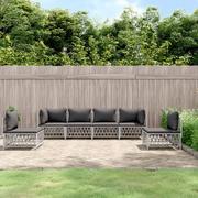Meble ogrodowe - 6-cz. zestaw wypoczynkowy do ogrodu, z poduszkami, biały vidaXL - miniaturka - grafika 1