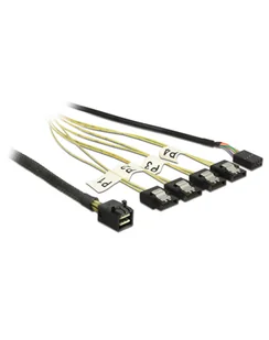 Delock 1m, Mini SAS HD SFF-8643/4xSATA 7p, Adapter - Adaptery i przejściówki - miniaturka - grafika 2