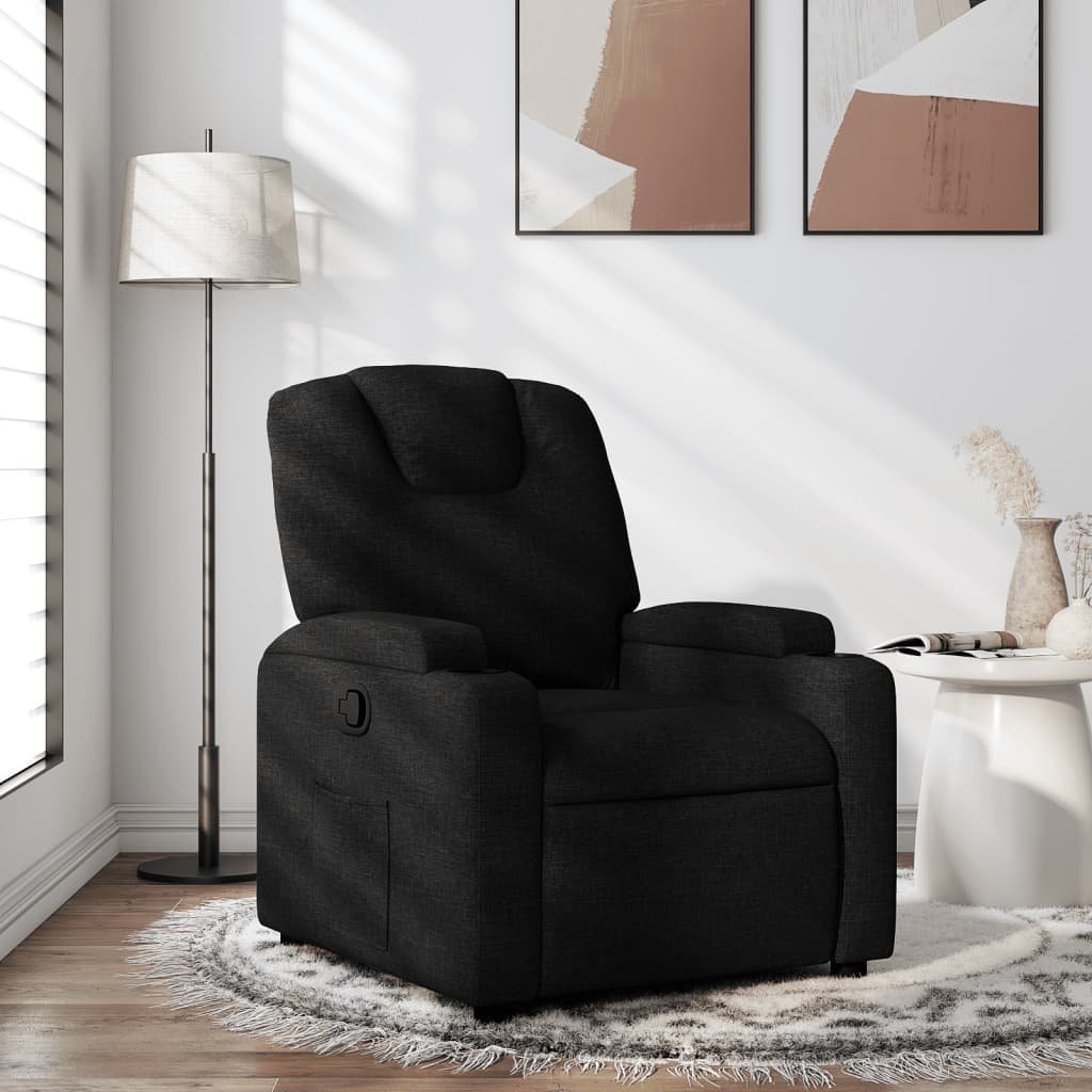 vidaXL vidaXL Fotel rozkładany, czarny, obity tkaniną