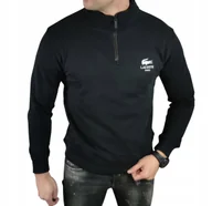 Bluzy męskie - Bluza Lacoste SH2735-98 zapinana pod szyję kolor czarny - L - miniaturka - grafika 1