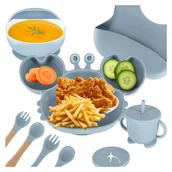 Zestawy naczyń dla dzieci - Pierwsze Naczynia Silikonowe Dla Dzieci Zesteaw 9 Sztuk Krab Niebieski - miniaturka - grafika 1