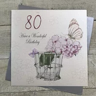 Kartki okolicznościowe i zaproszenia - WHITE COTTON CARDS white cotton cards Duża Have A Wonderful, ręcznie wykonana kartka z okazji 80. urodzin, biała, XPDA80 XPDA80 - miniaturka - grafika 1