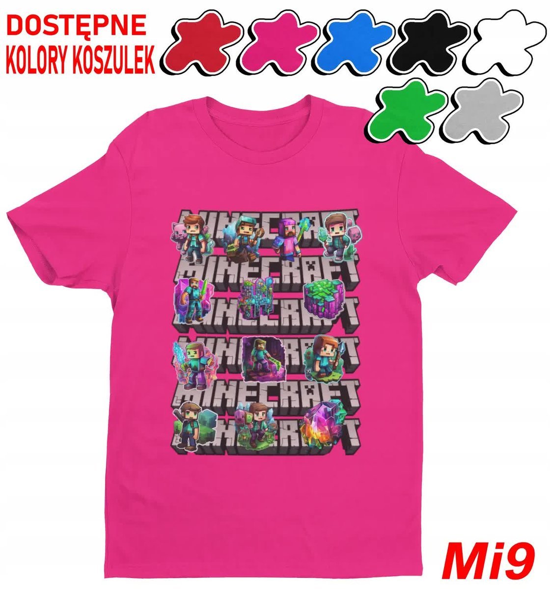 Koszulka Dziecięca Z Nadrukiem Dla Fana Mainkraft Gry Wzory -M 134-140