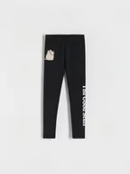 Spodnie i spodenki dla dziewczynek - Reserved - Legginsy Pusheen - czarny - miniaturka - grafika 1