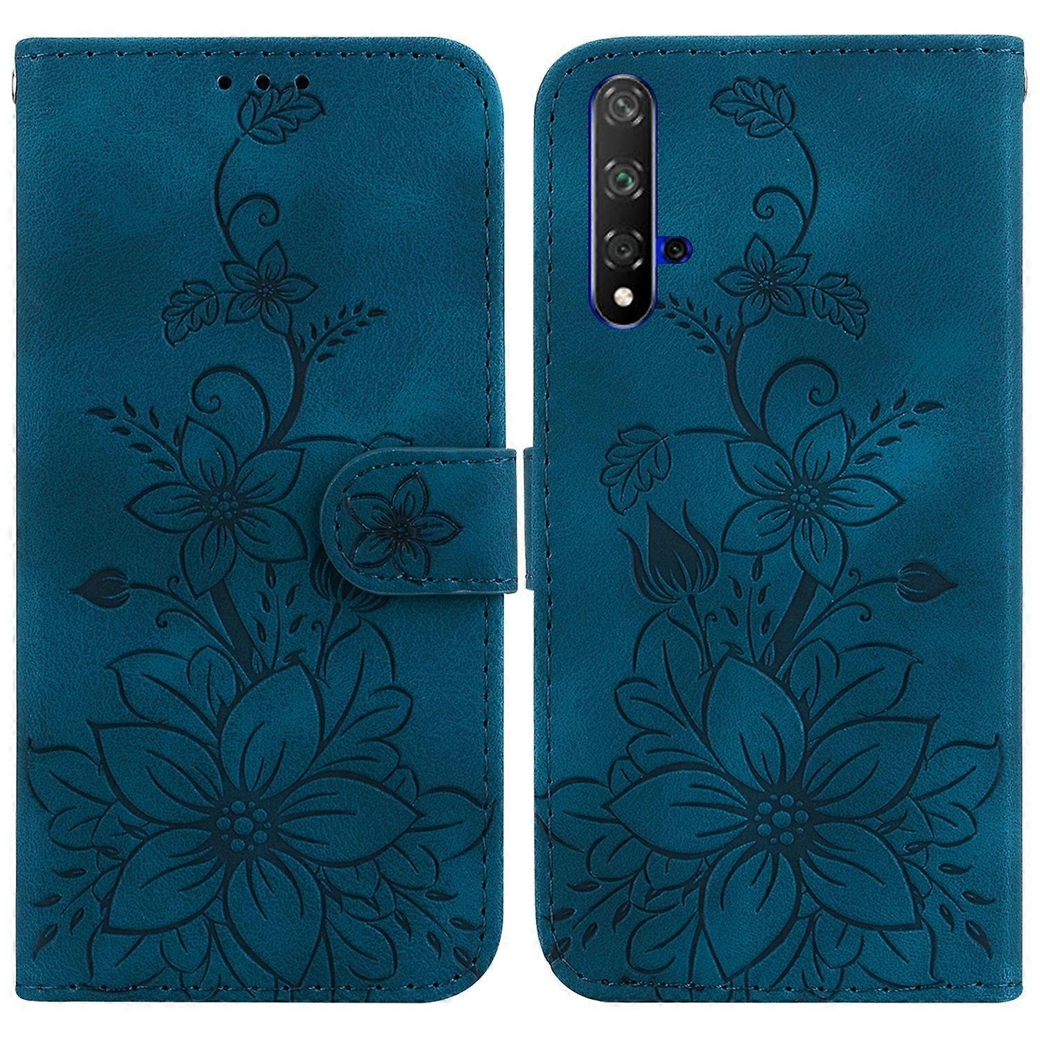 Skórzane etui na telefon do Huawei nova 5T / Honor 20 Niebieski