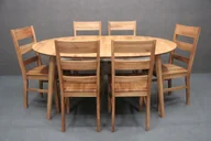 Stoły - Stół Rozkładany Stockholm Drewniany Dębowy Okrągły 120 - 165 Cm + Krzesło 103 (6Szt.) B 5186 - miniaturka - grafika 1
