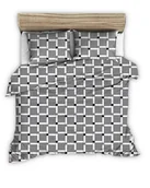 Pościel - Pościel Z Kory 200X220 Szara W Asymetryczną Kratkę - miniaturka - grafika 1