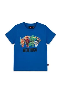 Koszulki dla chłopców - Lego t-shirt bawełniany dziecięcy kolor niebieski z nadrukiem - grafika 1