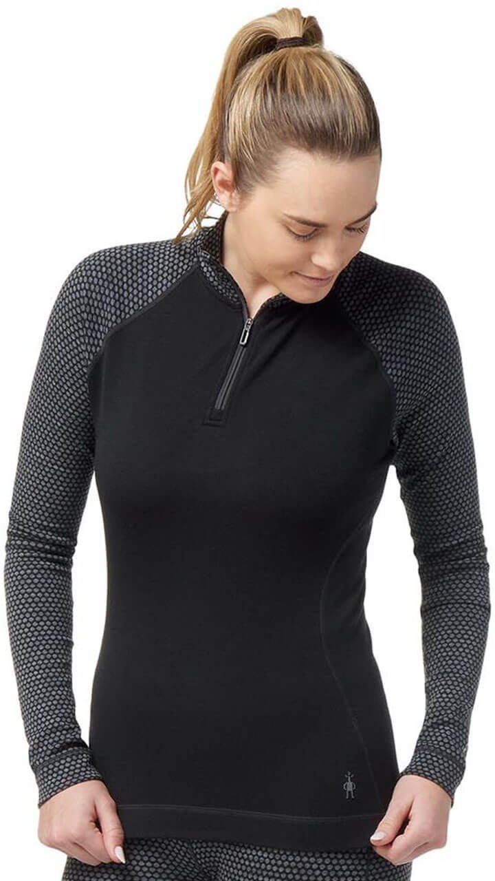 Smartwool W'S Classic Thermal Merino Base Layer Pattern 1/4 Zip Boxed, K78, XS