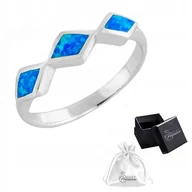 Pierścionki - Pierścionek srebrny pr. 925 Niebieski Opal| r. 15 - miniaturka - grafika 1