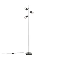 Lampy stojące - QAZQA Przemysłowa lampa podłogowa czarna 3-punktowa - Jim - miniaturka - grafika 1