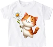 Koszulki dla dziewczynek - dziecięca koszulka z kotkiem dla dziecka C219 - miniaturka - grafika 1