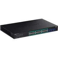 Pozostałe akcesoria sieciowe - Trendnet TPE-30284 łącza sieciowe Zarządzany L2/L4 Gigabit Ethernet (10/100/1000) Obsługa PoE 1U Czarny - miniaturka - grafika 1