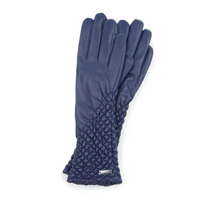 Damskie rękawiczki skórzane marszczone - Rękawiczki - miniaturka - grafika 1