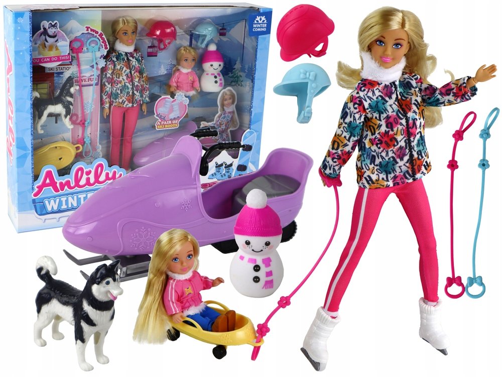 ND24_16178 Lalka Dla Dzieci Anlily Lyzwy Pies Spo