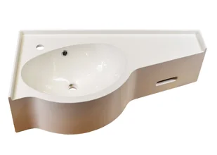 Umywalka wpuszczana w blat, dwuczęściowa, asymetryczna, biała, 85 x 43 cm - Umywalki Umywalka wpuszczana w blat, dwuczęściowa, asymetryczna, biała, 85 x 43 cm - Umywalki - miniaturka - grafika 1