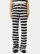 Spodnie damskie - Noisy May Spodnie dzianinowe Laika 27033781 Czarny Flared Fit - miniaturka - grafika 1