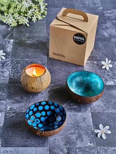 Noya Zestaw 2 kolorowych misek + 1 świeca zapachowa, kokos