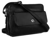 Torebki damskie - Torebka damska skórzana Rovicky na ramię listonoszka crossbody na suwak miejska saszetka, czarny - miniaturka - grafika 1