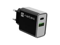 Ładowarki do telefonów - NATEC ŁADOWARKA SIECIOWA RIBERA USB-A + USB-C 20W POWER DELIVERY CZARNA NUC-2062 - miniaturka - grafika 1