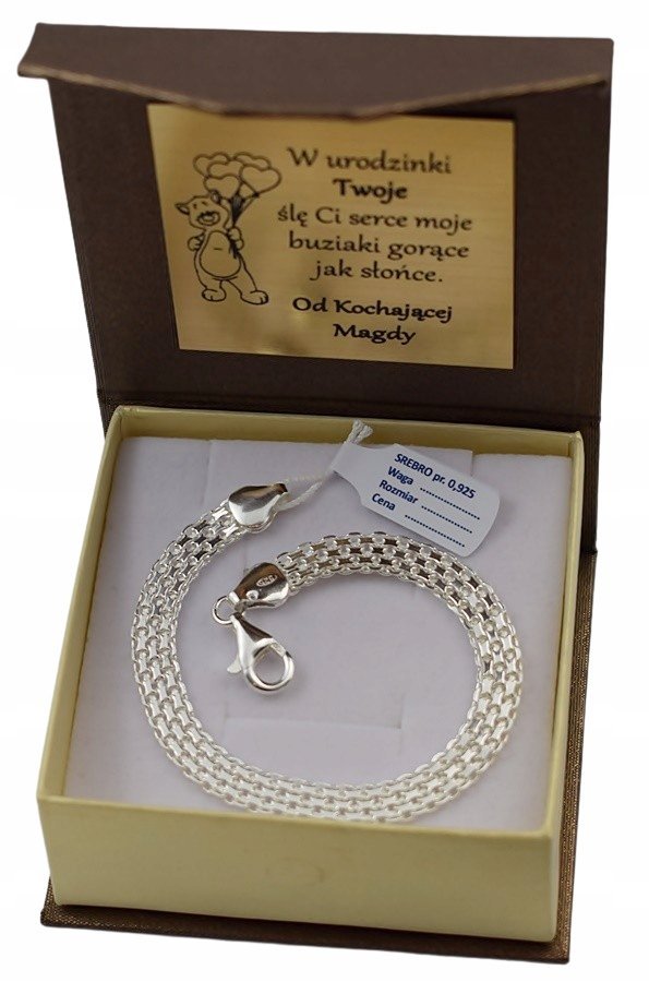 Bransoletka Srebrna Damska Pełna Bismark 6,00 mm pr 925 Grawer Gratis