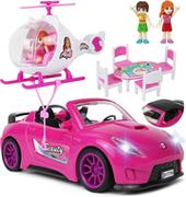 Domki dla lalek - Zestaw lalek z samochodem cabrio i helikopterem - miniaturka - grafika 1