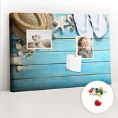 Tablice i flipcharty - Szkolna Tablica korkowa 60x40 cm, Kolorowe Pinezki, wzór Kapelusz i klapki - miniaturka - grafika 1