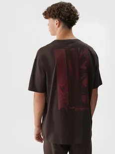 Męski t-shirt z nadrukiem 4F 4FWAW24TTSHM1654 - brązowy - Koszulki sportowe męskie - miniaturka - grafika 1