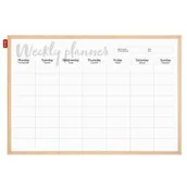 Planery - Tablica planer, tygodniowy, nadruk w kolorze czarnym, pl/en, model 9, rama drewniana, 60x40 cm - miniaturka - grafika 1