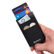 Etui na dokumenty i karty - Aluminiowy portfel na karty z ochroną kart kredytowych RFID (czarny) - miniaturka - grafika 1