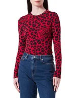 Koszulki i topy damskie - Love Moschino Damska koszulka z długim rękawem z nadrukiem zwierzęcym, Rec Black, 40 - miniaturka - grafika 1