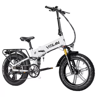 Składany rower elektryczny Vitilan I7 Pro 2.0, grube opony 20*4,0 cali, silnik Bafang 750W, wyjmowalna bateria 48V 20Ah - biały - Rowery elektryczne - miniaturka - grafika 1