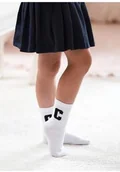 Skarpetki dla dzieci - Skarpetki dziecięce biało czarne z prążkowanym ściągaczem i modną grafiką Milena - miniaturka - grafika 1