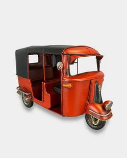 Czerwony Samochód Riksza Tuk Tuk Model Metalowy - Figurki dekoracyjne - miniaturka - grafika 1