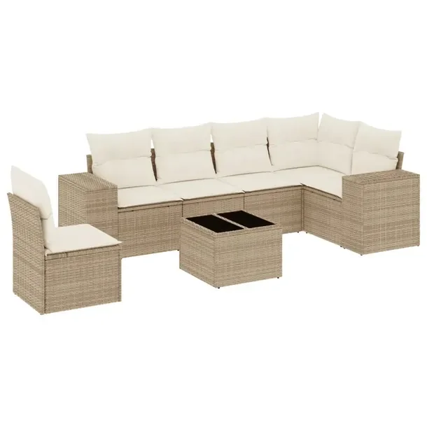 Zestaw wypoczynkowy ogrodowy beżowy z rattanem PE, wymiary: 62x62x69 cm, 5