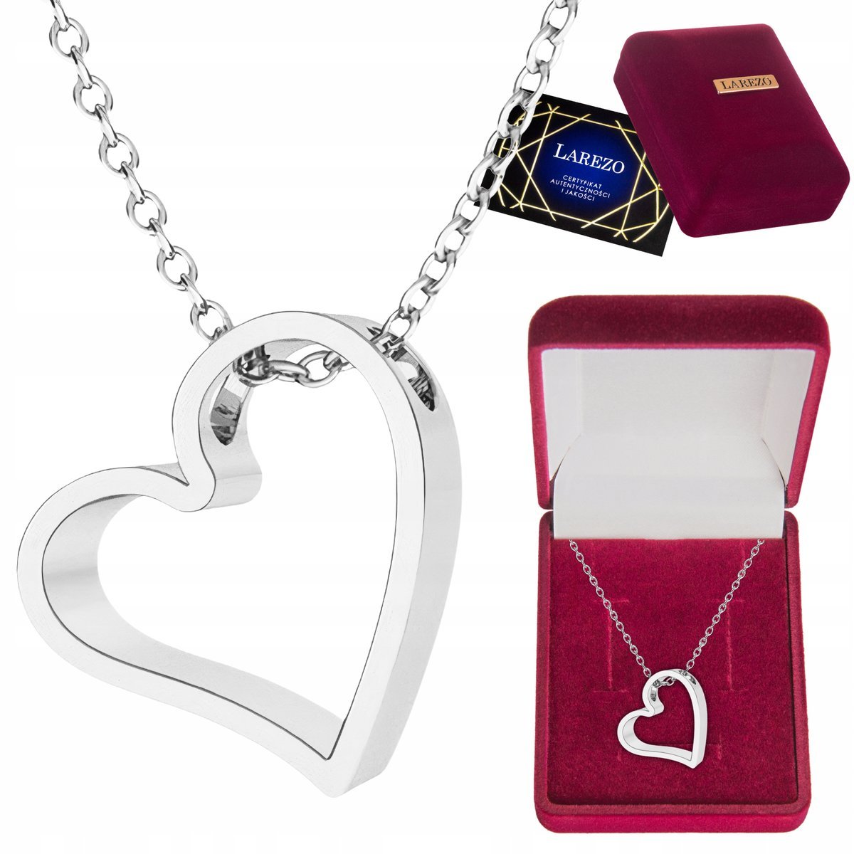 Naszyjnik Srebrny 925 z Sercem Miłość Love Srebrne Serce Serduszko Heart