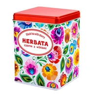 Herbata - HERBATA CZARNA Z WIŚNIAMI W PUSZCE FOLK - ŁOWICKA BIAŁA FOLKSTAR - miniaturka - grafika 1