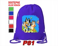 Torby szkolne - WOREK SZKOLNY NA WF BUTY DLA DZIECKA NIEBIESKI PIESEK KRÓLIKO + IMIĘ - miniaturka - grafika 1