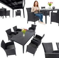 Meble ogrodowe - Keter Stół GIRONA + 6 Foteli IOWA dla 6 osób Grafit Komplet mebli ogrodowych - miniaturka - grafika 1