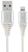 Kable USB - Gembird KABEL PREMIUM USB 2.0 DO 8-PIN (METALOWE WTYKI,OPLOT NYLONOWY) 1M, SREBRNO/BIAŁY CC-USB2B-AMLM-1M-BW2CM-2M-BW - miniaturka - grafika 1