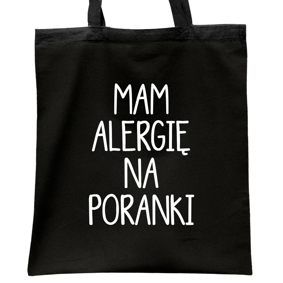 Torba bawełniana czarna na zakupy Mam Alergię Na Poranki