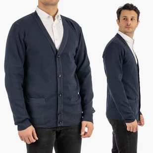 Sweter Męski Rozpinany Klasyczny Elegancki Wygodny Na Guziki Granatowy MUST XL Granatowy - Swetry męskie - miniaturka - grafika 1