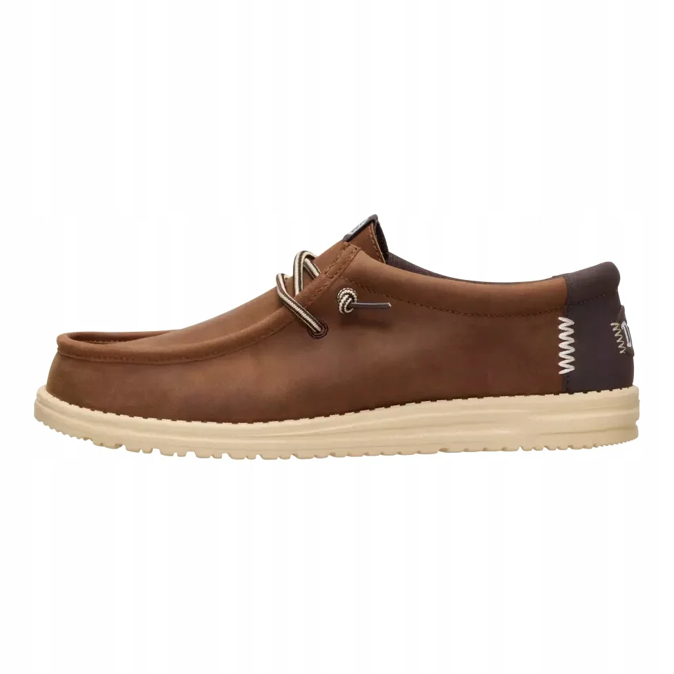 HeyDude Męskie Buty Mokasyny Wsuwane Skórzane Wally Full Grain Leather 40
