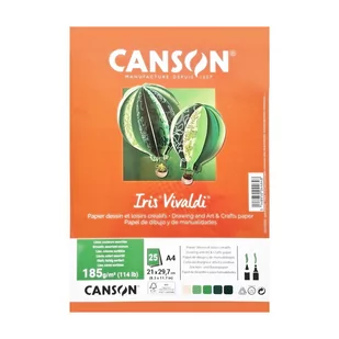 Karton Canson Iris Vivaldi - A4 - 185 g - 5 kolorów - odcienie zielone - Podobrazia, bloki, papiery - miniaturka - grafika 1