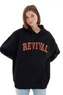 Bluzy męskie - TRENDYOL Męska bluza z mieszanki bawełny - granatowa - oversize S granatowa, granatowy, S - miniaturka - grafika 1