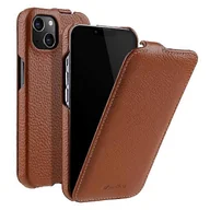 Etui i futerały do telefonów - MELKCO Do iPhone'a 13 Pionowe etui na telefon z klapką Litchi Tekstura Prawdziwa skóra bydlęca + powłoka ochronna PC Brown - miniaturka - grafika 1